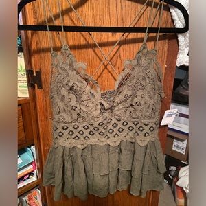 Free people olive sparrow flowy tank top